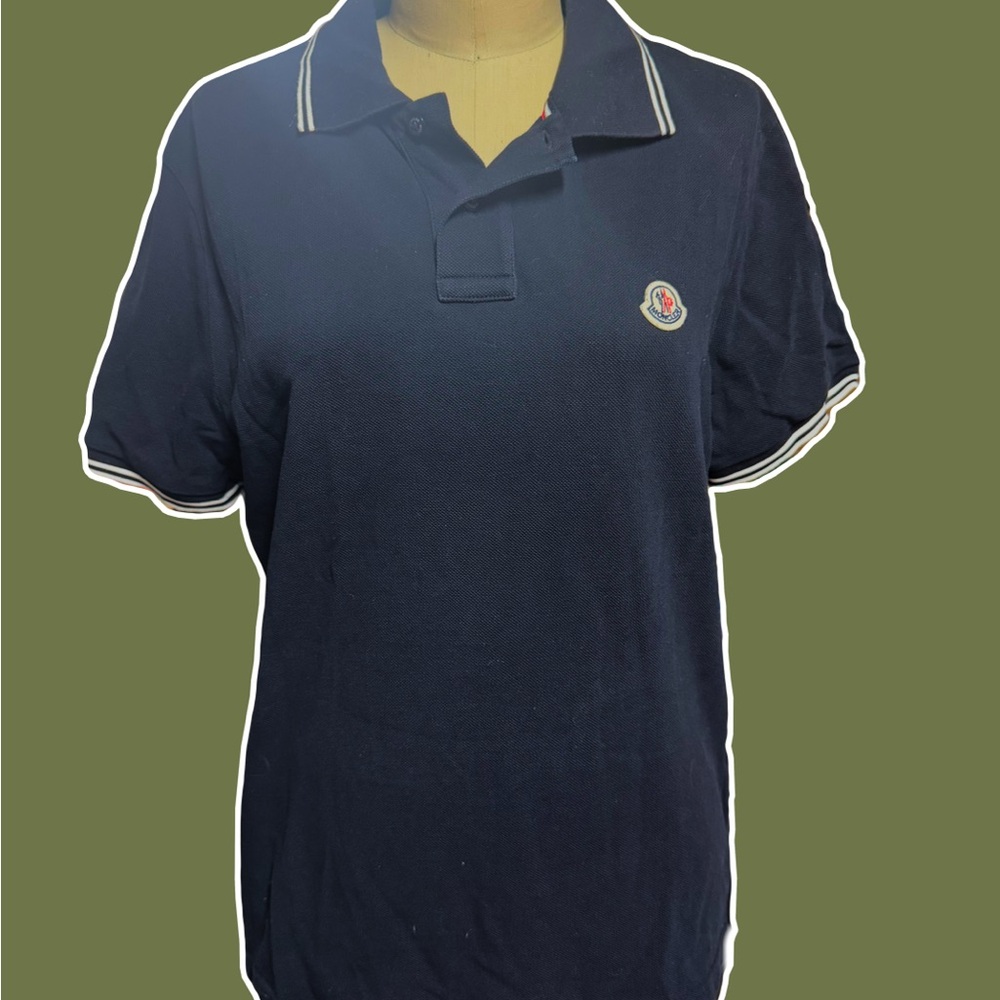 Moncler Blue Polo Shirt with White Trim